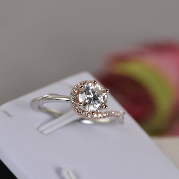 Certified Moissanite Ring 1ct Halo Wedding Engagement NEW 6 - Picture 2 of 9